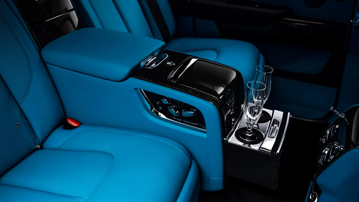 2024 Rolls-Royce Cullinan Black Badge interior, center console, Blue