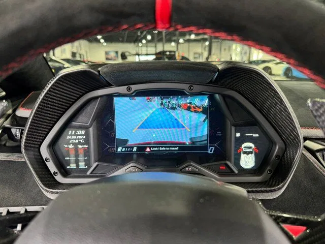 2021 Lamborghini Sian Roadster interior, dashboard, Black with hexagonal accents