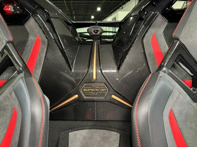 2021 Lamborghini Sian Roadster interior, seats, Black with hexagonal accents