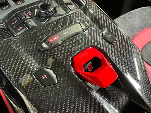 2021 Lamborghini Sian Roadster interior, center console, Black with hexagonal accents