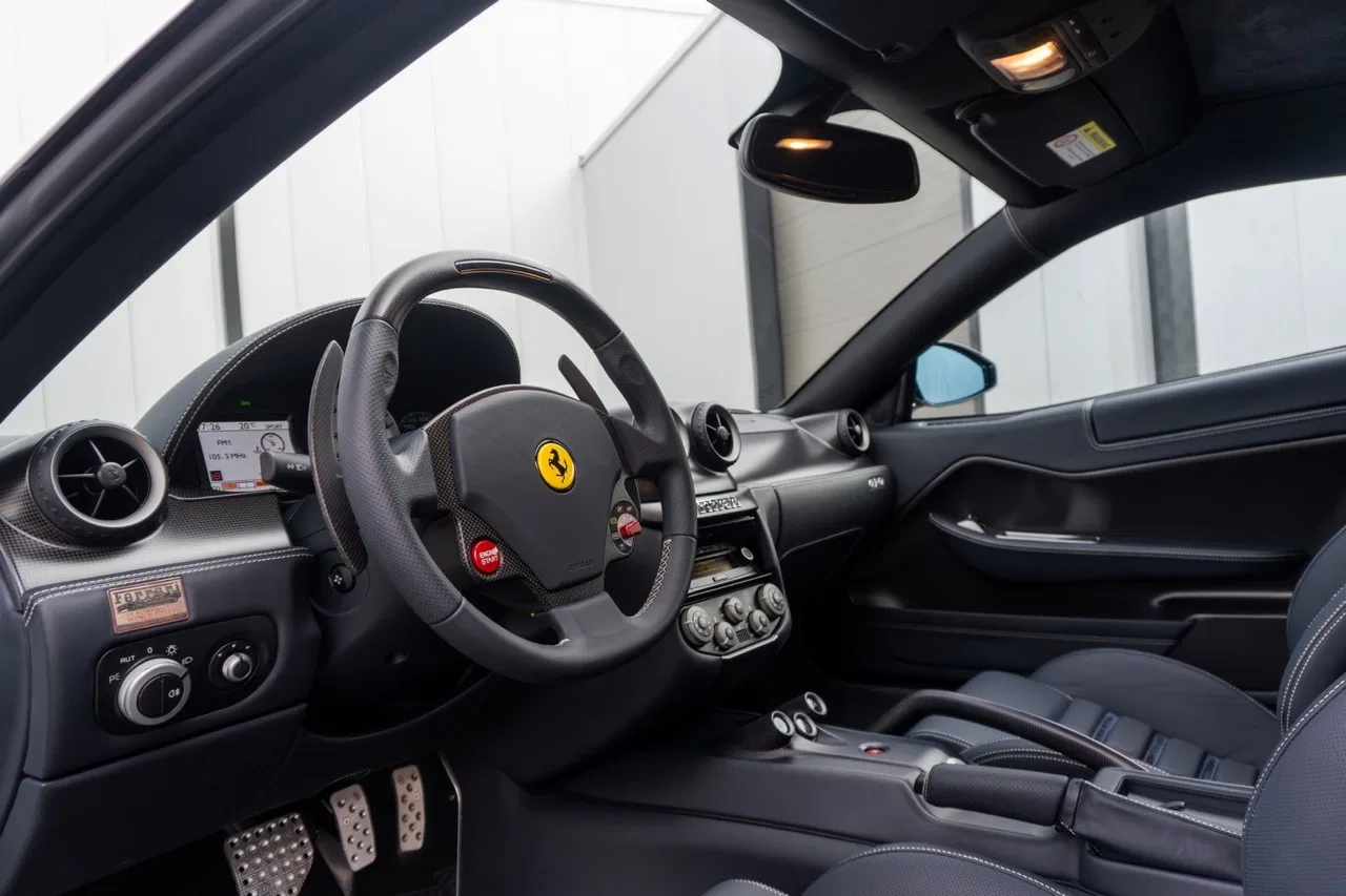 2011 Ferrari 599 GTO interior, dashboard, Blu Scuro