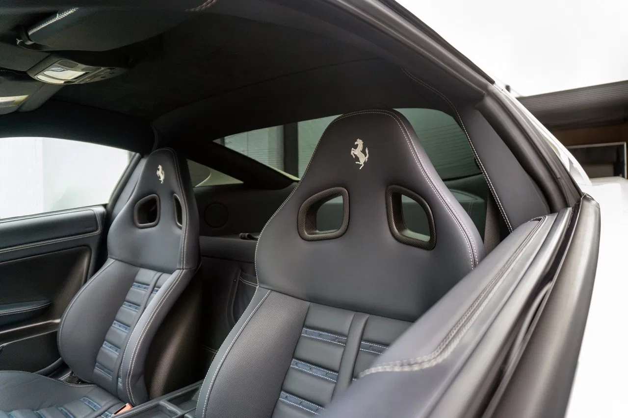 2011 Ferrari 599 GTO interior, seats, Blu Scuro