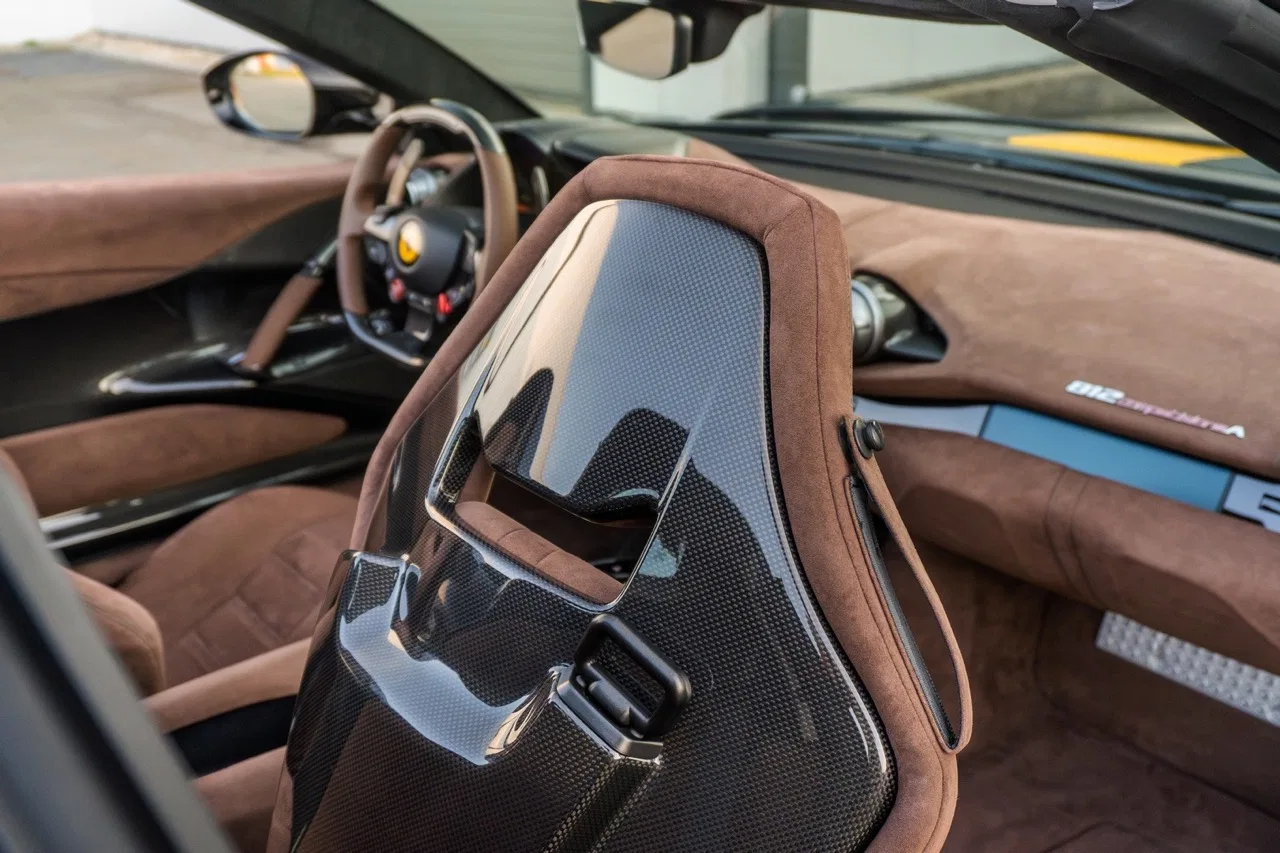 2023 Ferrari 812 Competizione Aperta interior, seats, Iroko Alcantara