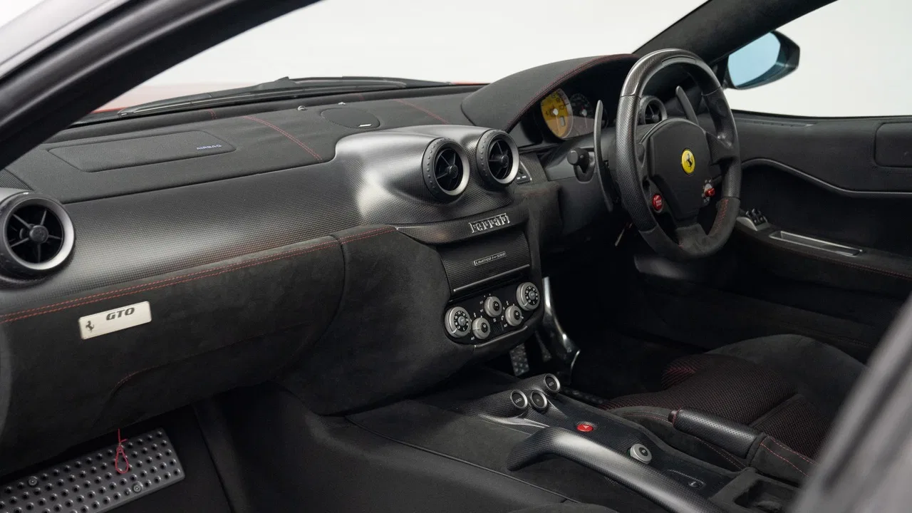 2010 Ferrari 599 GTO interior, dashboard, Nero Alcantara