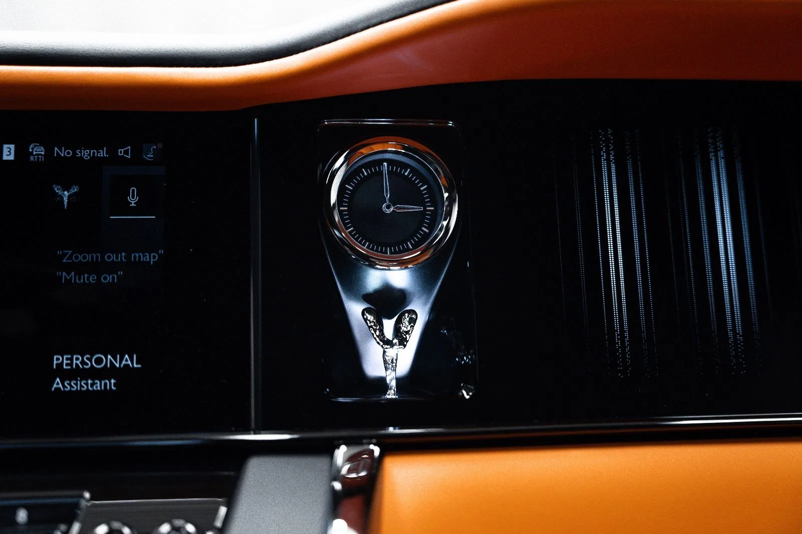 2025 Rolls-Royce Black Badge Cullinan Series II interior, center console, Mandarin Leather