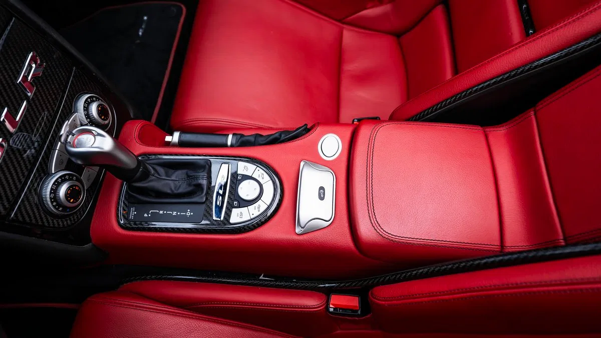 2007 Mercedes-Benz SLR McLaren Roadster interior, center console, Red