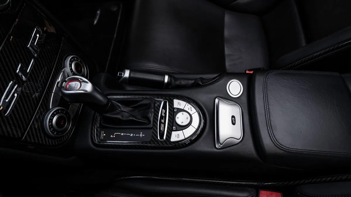 2008 Mercedes-Benz SLR McLaren Roadster interior, center console, Black