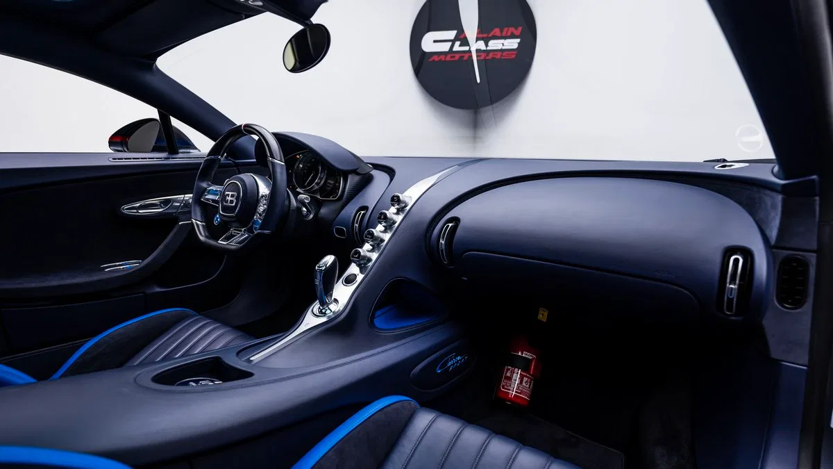2019 Bugatti Chiron Sport 110 Ans interior, center console, Blue