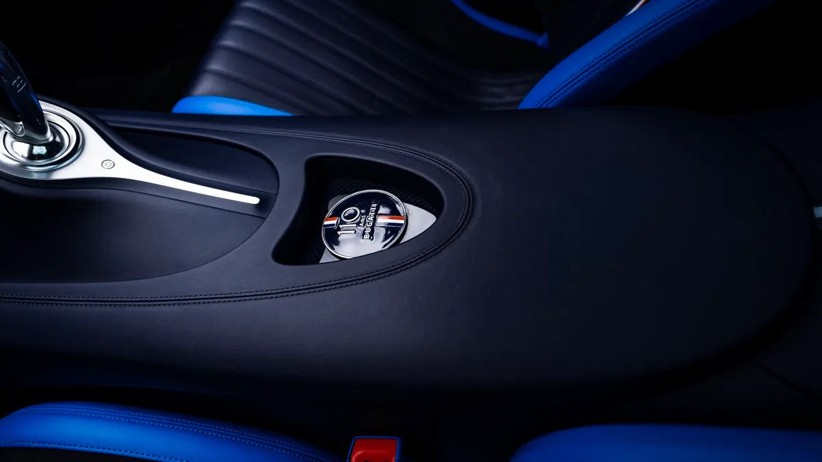 2019 Bugatti Chiron Sport 110 Ans interior, center console, Blue