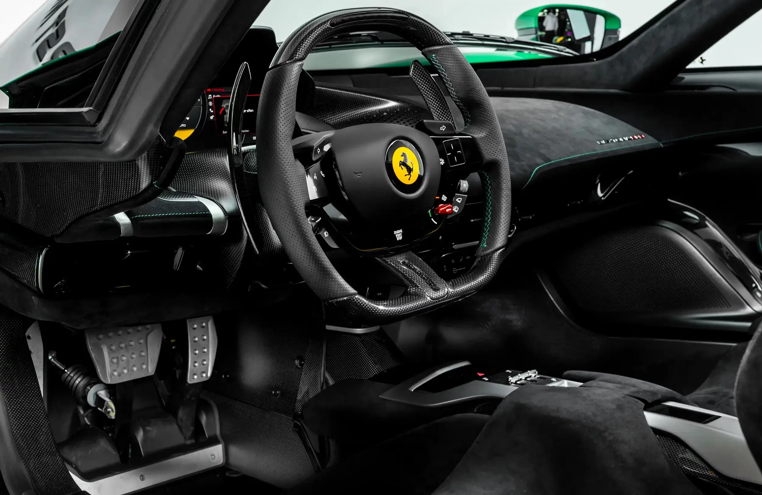 2023 Ferrari Daytona SP3 interior, Black leather with carbon fiber accents