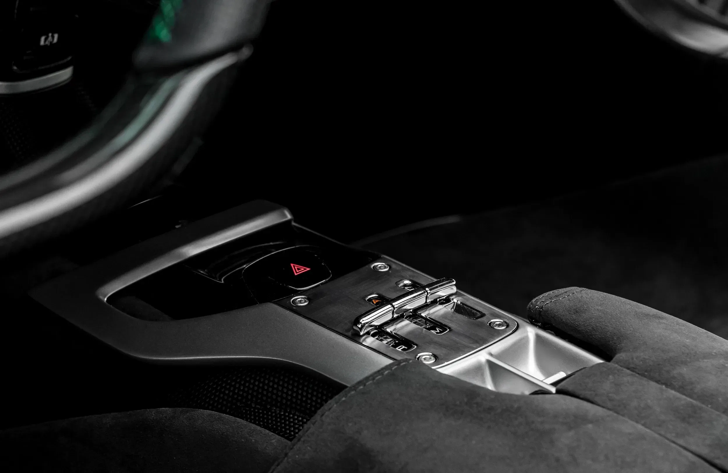 2023 Ferrari Daytona SP3 interior, center console, Black leather with carbon fiber accents
