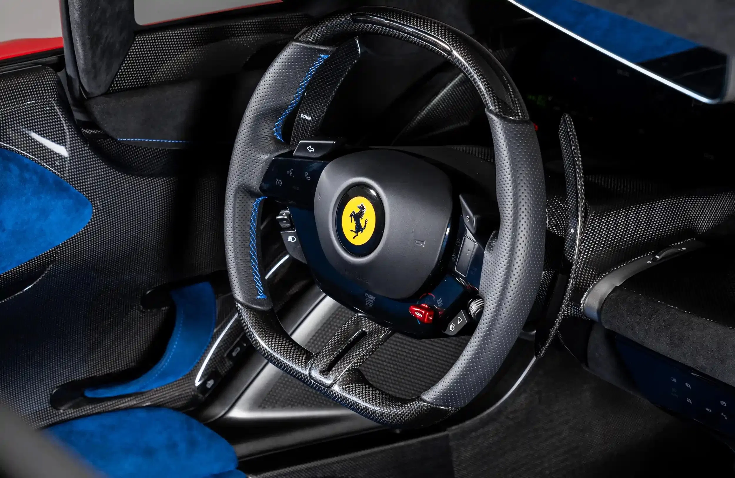 2023 Ferrari Daytona SP3 interior, steering wheel, Blue