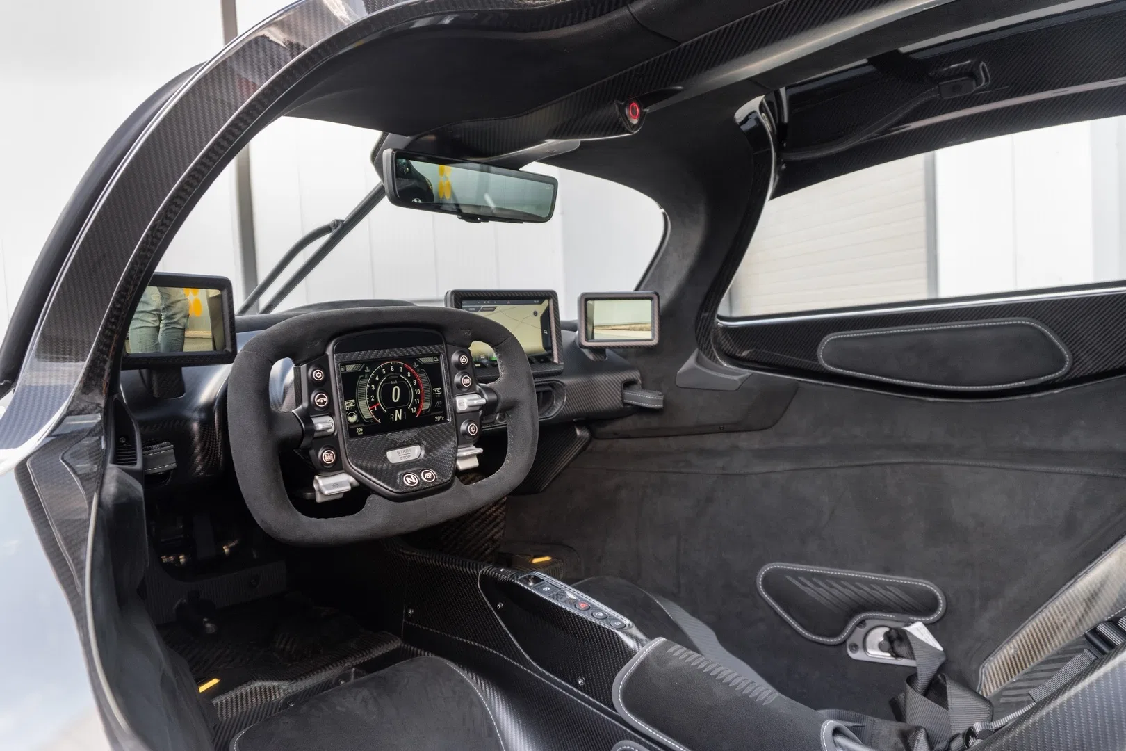 2022 Aston Martin Valkyrie interior, dashboard, Pure Black Plain Alcantara