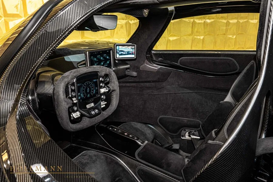 2025 Aston Martin Valkyrie interior, dashboard, Pure Black Alcantara