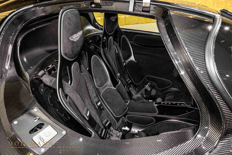 2025 Aston Martin Valkyrie interior, seats, Pure Black Alcantara