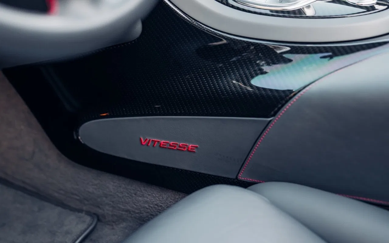 2015 Bugatti Veyron 16.4 Grand Sport Vitesse interior, Dark Grey Leather with Red Stitching