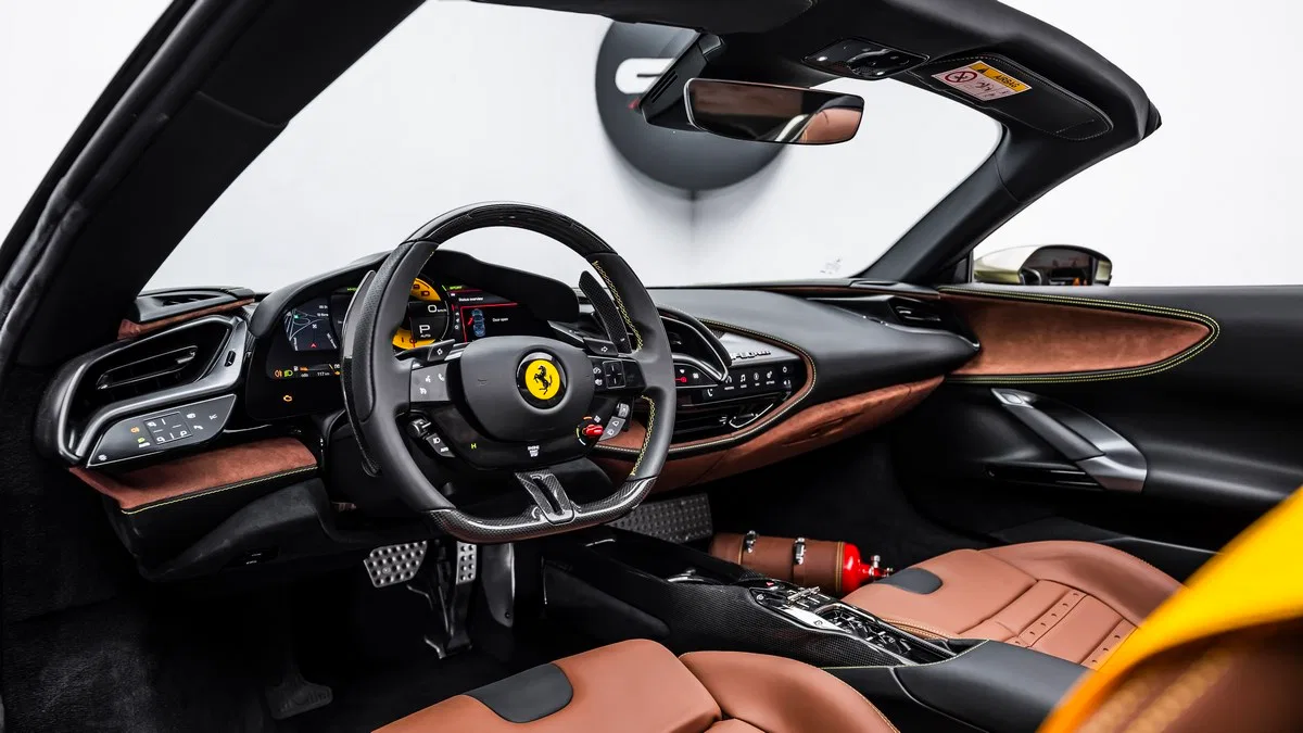 2024 Ferrari SF90 Spider interior, dashboard, Terra Bruciata