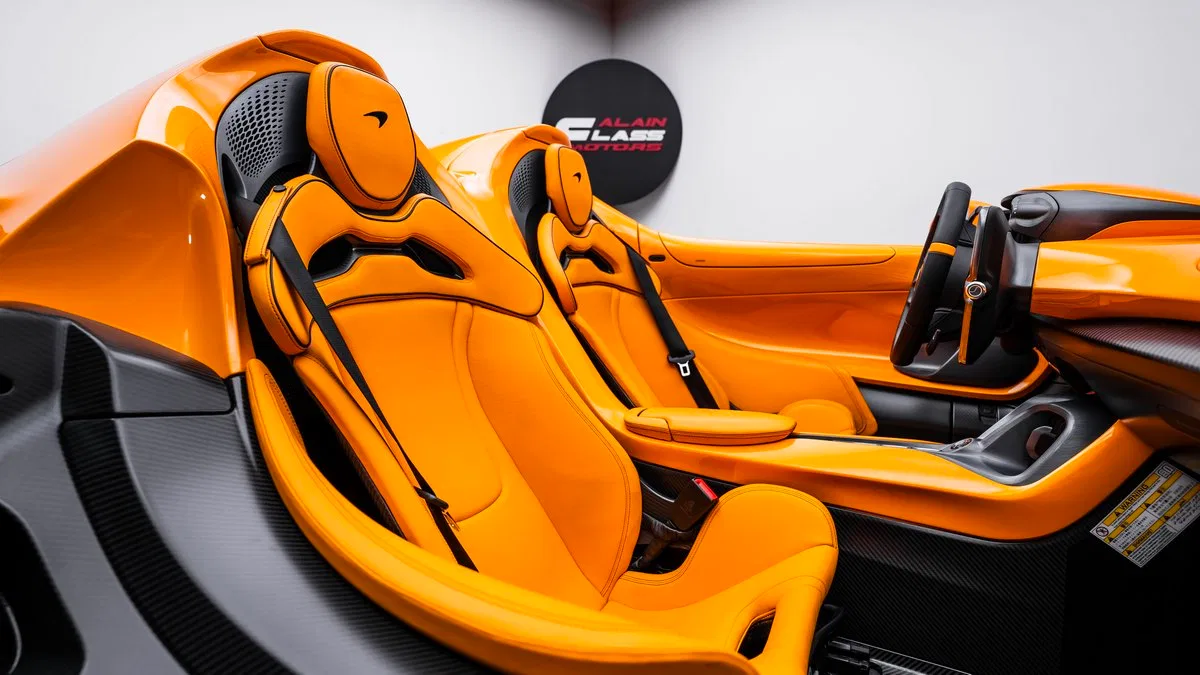 2021 McLaren Elva interior, seats, Orange