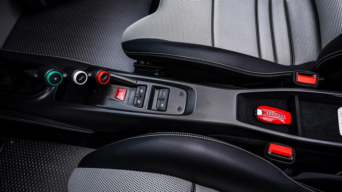 2020 Ferrari 488 Pista Spider interior, center console, Black | Grey