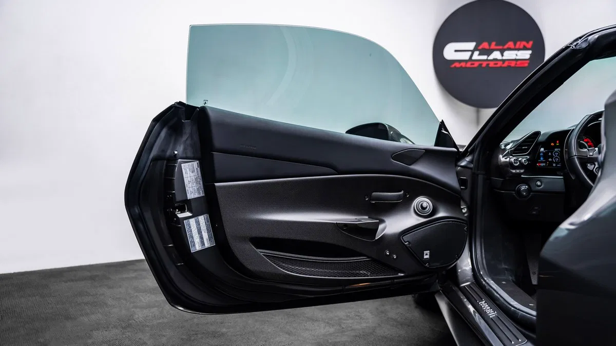 2020 Ferrari 488 Pista Spider interior, door panel, Black | Grey
