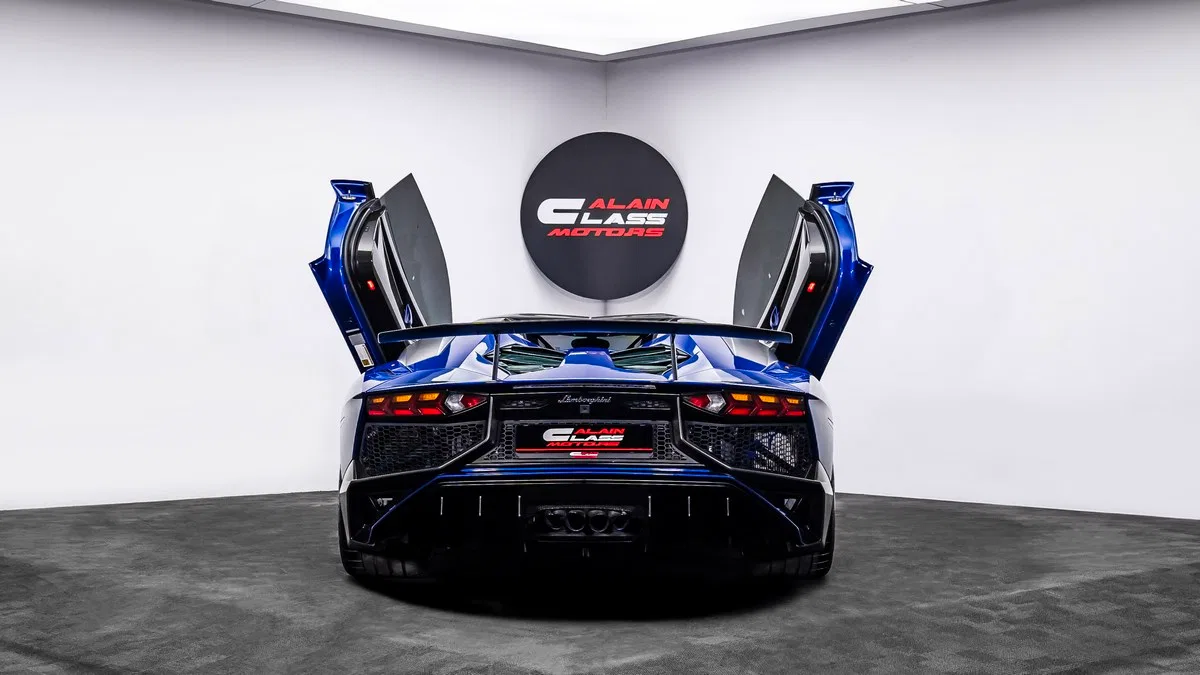 2016 Lamborghini Aventador SV Roadster for sale, exterior, Blu Sideris