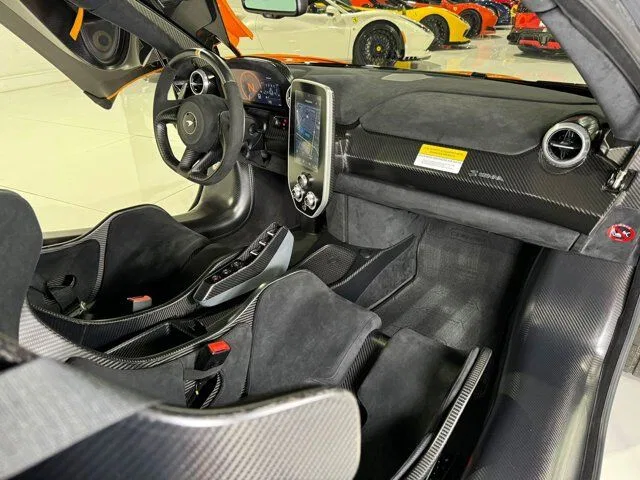 2019 McLaren Senna Can-Am interior, Black Alcantara with Orange Stitching