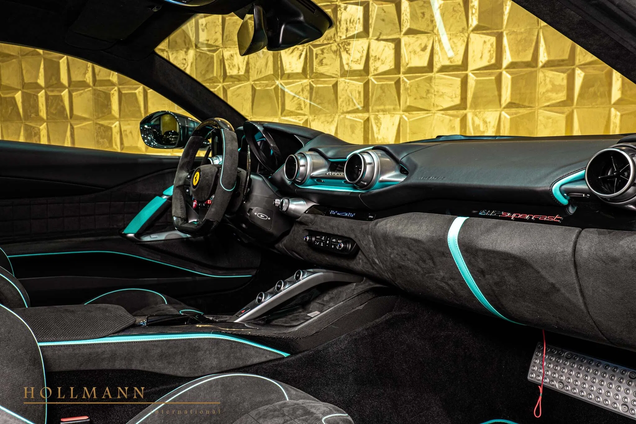 2025 Ferrari 812 Superfast by NOVITEC interior, Nero Black with Turchese Mint