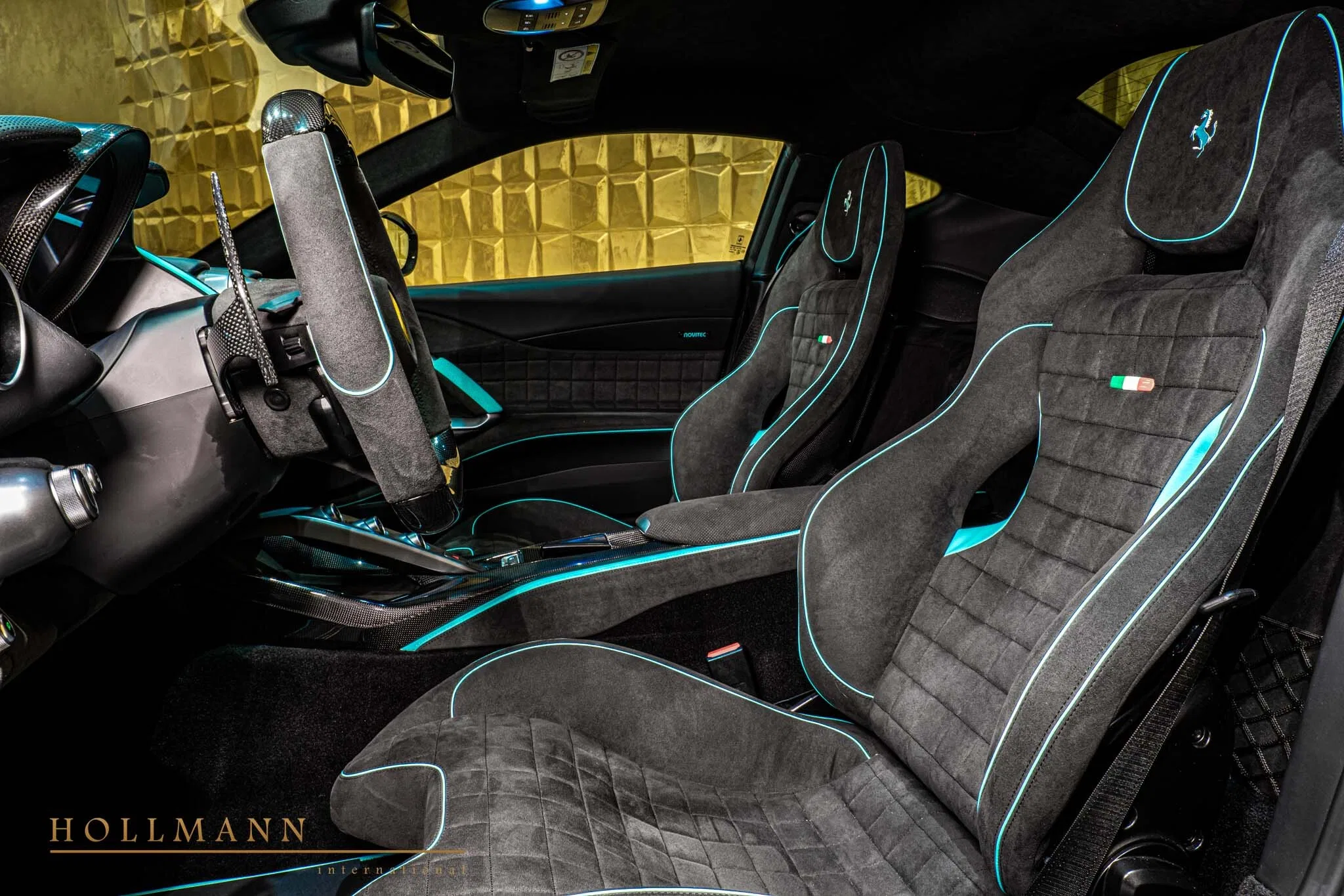 2025 Ferrari 812 Superfast by NOVITEC interior, seats, Nero Black with Turchese Mint
