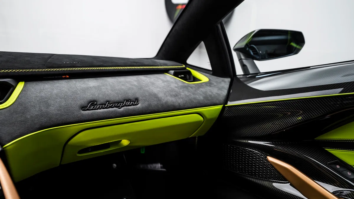2021 Lamborghini Sián interior, Nero Ade | Verde Scandal