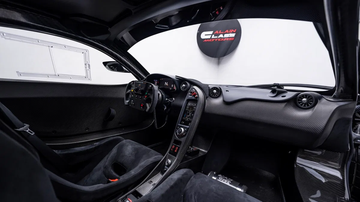 2015 McLaren P1 GTR – Street Legal interior, dashboard, Black Alcantara
