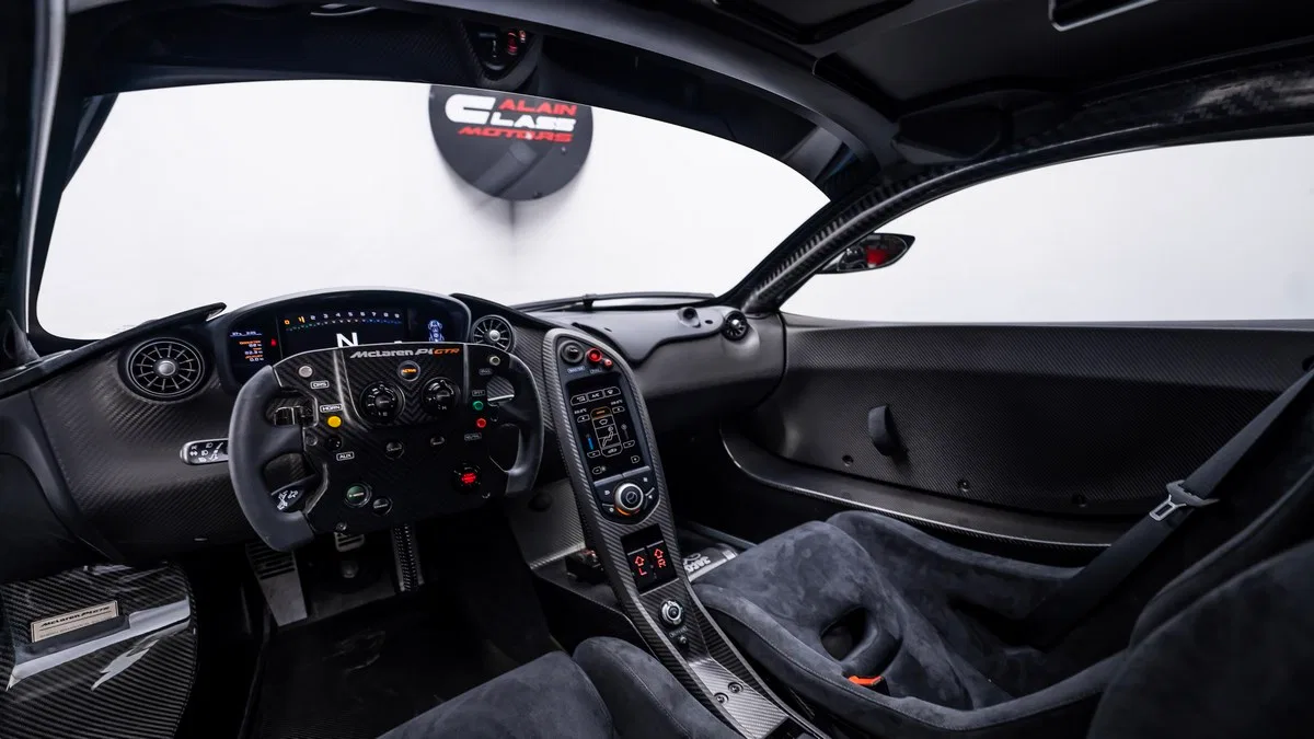 2015 McLaren P1 GTR – Street Legal interior, dashboard, Black Alcantara