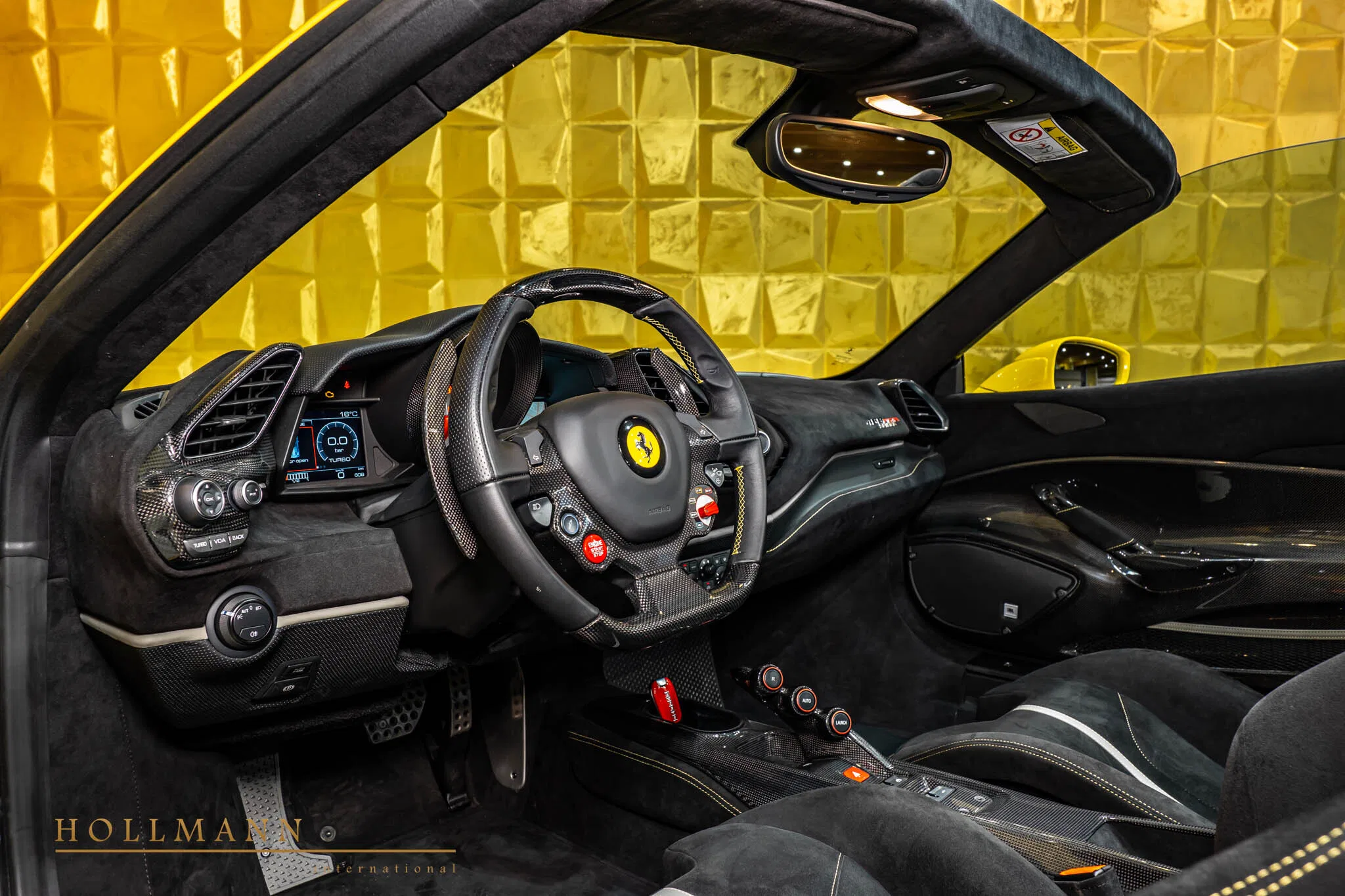 2020 Ferrari 488 Pista Spider interior, dashboard, Alcantara Nero