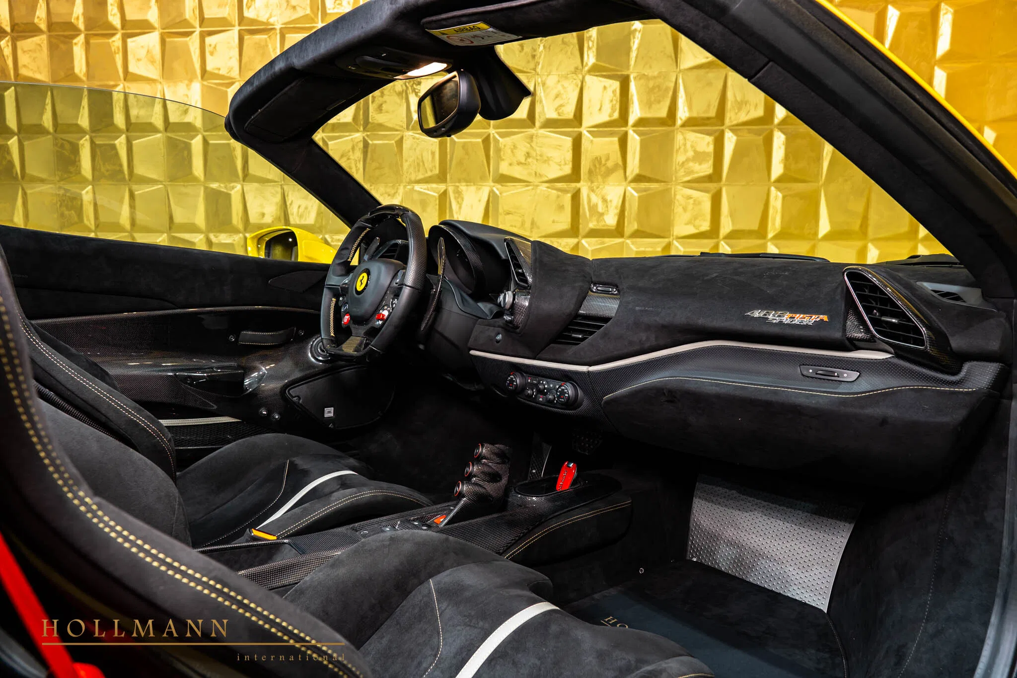 2020 Ferrari 488 Pista Spider interior, Alcantara Nero
