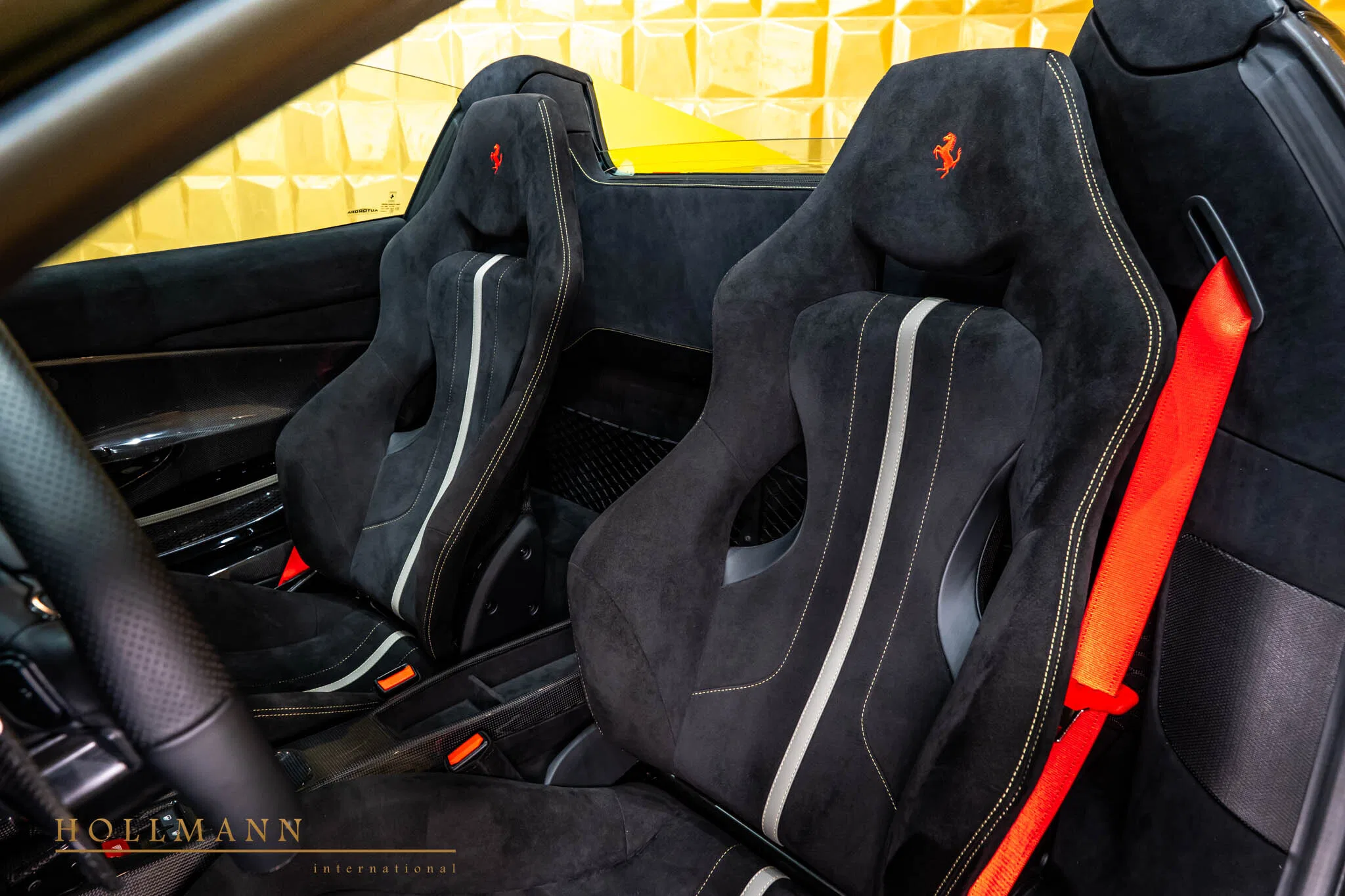 2020 Ferrari 488 Pista Spider interior, seats, Alcantara Nero