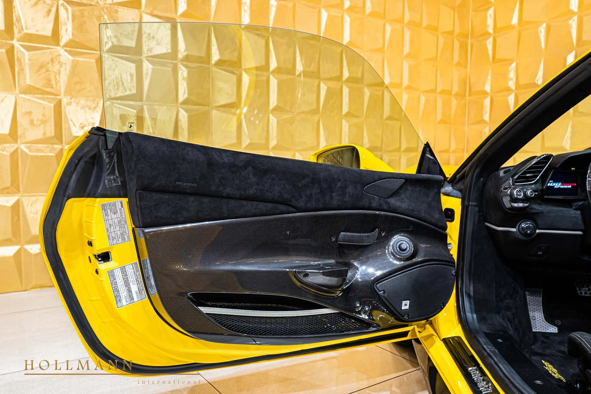 2020 Ferrari 488 Pista Spider interior, door panel, Alcantara Nero