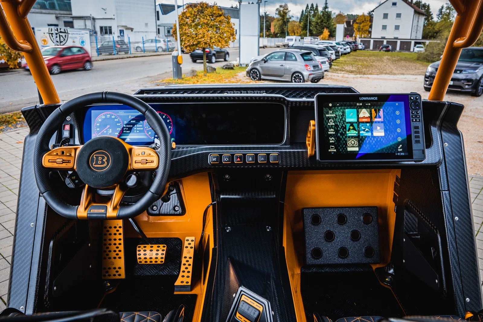 2024 BRABUS Crawler interior, dashboard, Black / Orange – BRABUS Marine TechFX