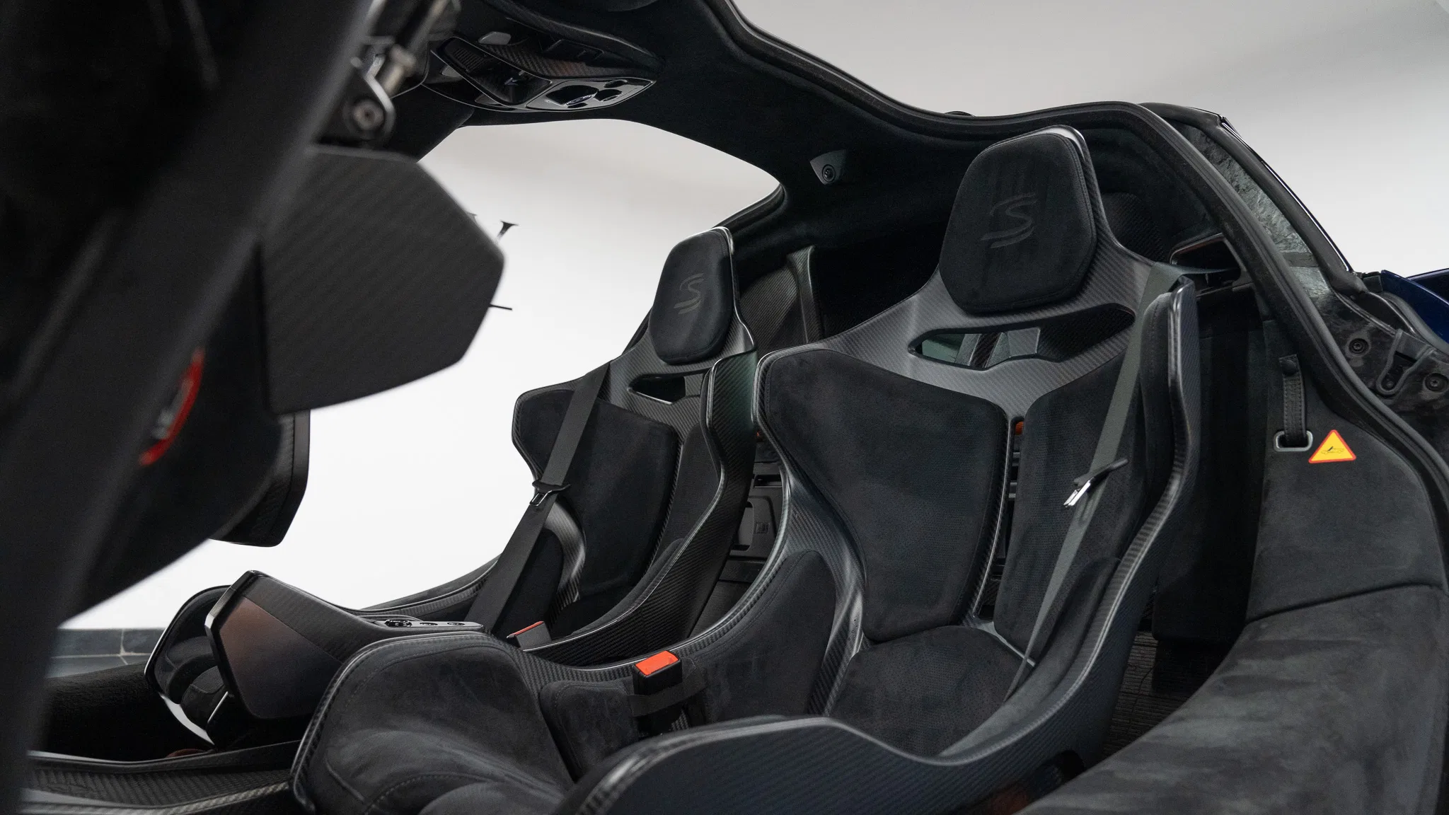 2018 McLaren Senna MSO interior, Carbon Black Alcantara