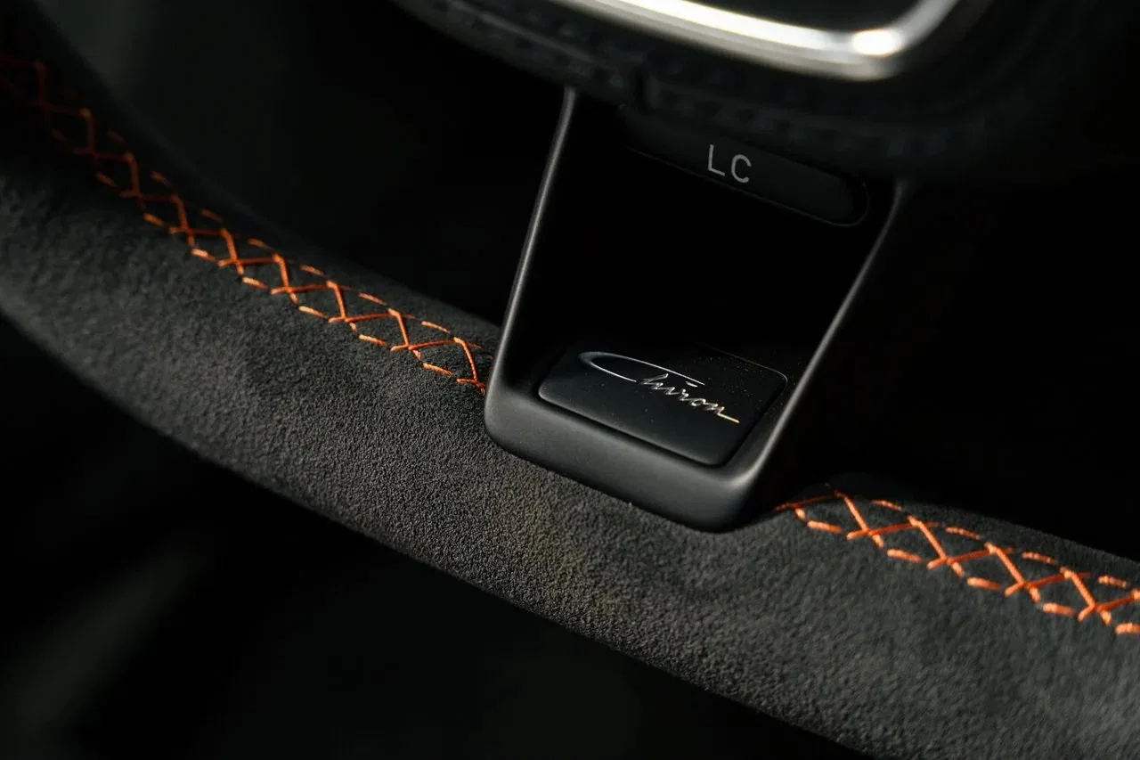 2022 Bugatti Chiron Super Sport 300+ interior, Beluga Black with Jet Orange accents
