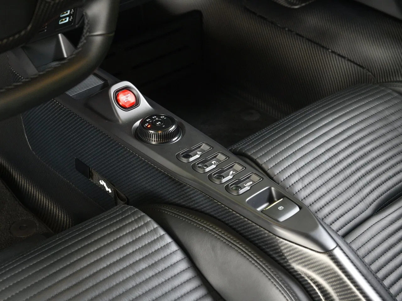 2021 Ford GT Carbon Series interior, center console, Black Leather