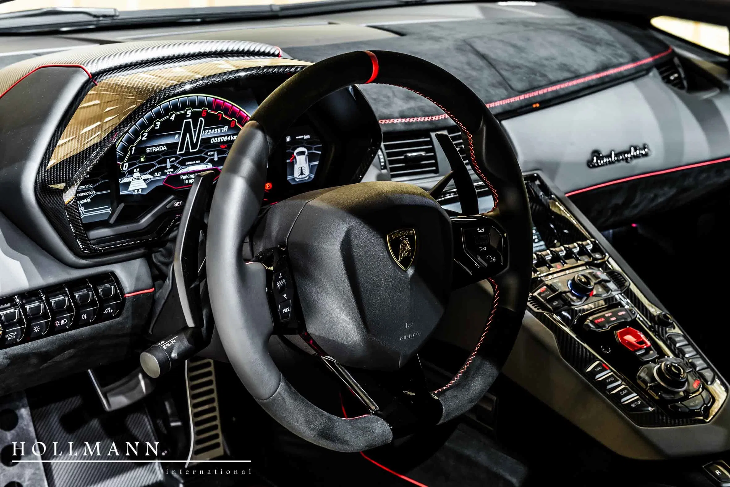 2019 Lamborghini Aventador SVJ interior, dashboard, Nero Cosmos