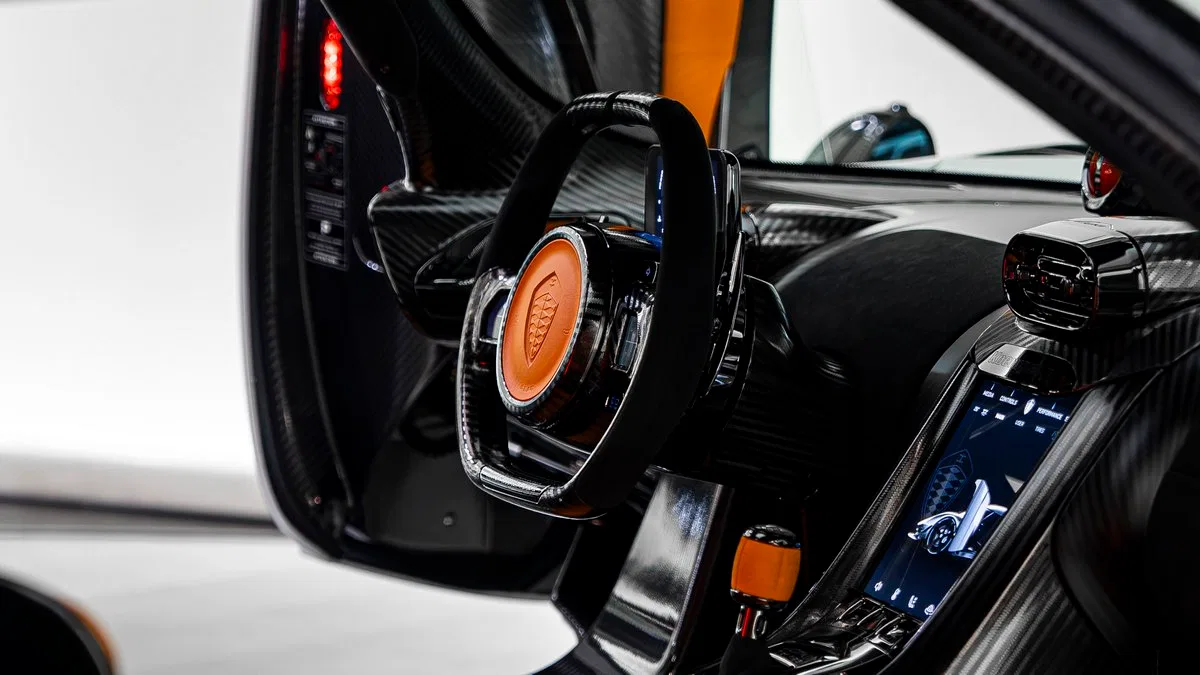 2024 Koenigsegg Jesko Attack interior, steering wheel, Orange