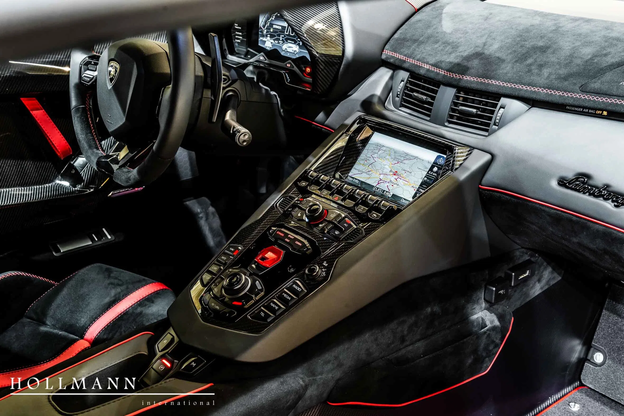 2019 Lamborghini Aventador SVJ interior, dashboard, Nero Cosmos