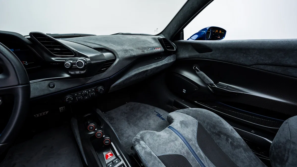 2020 Ferrari 488 Pista Spider interior, Alcantara Charcoal