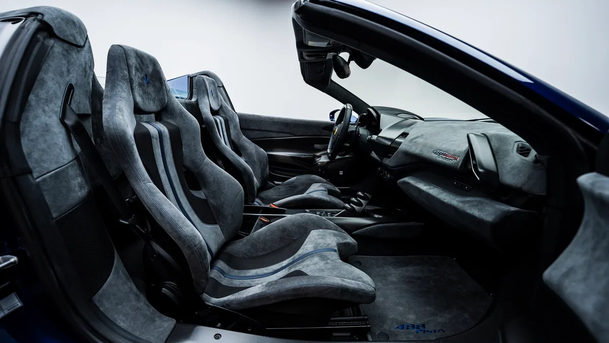 2020 Ferrari 488 Pista Spider interior, Alcantara Charcoal