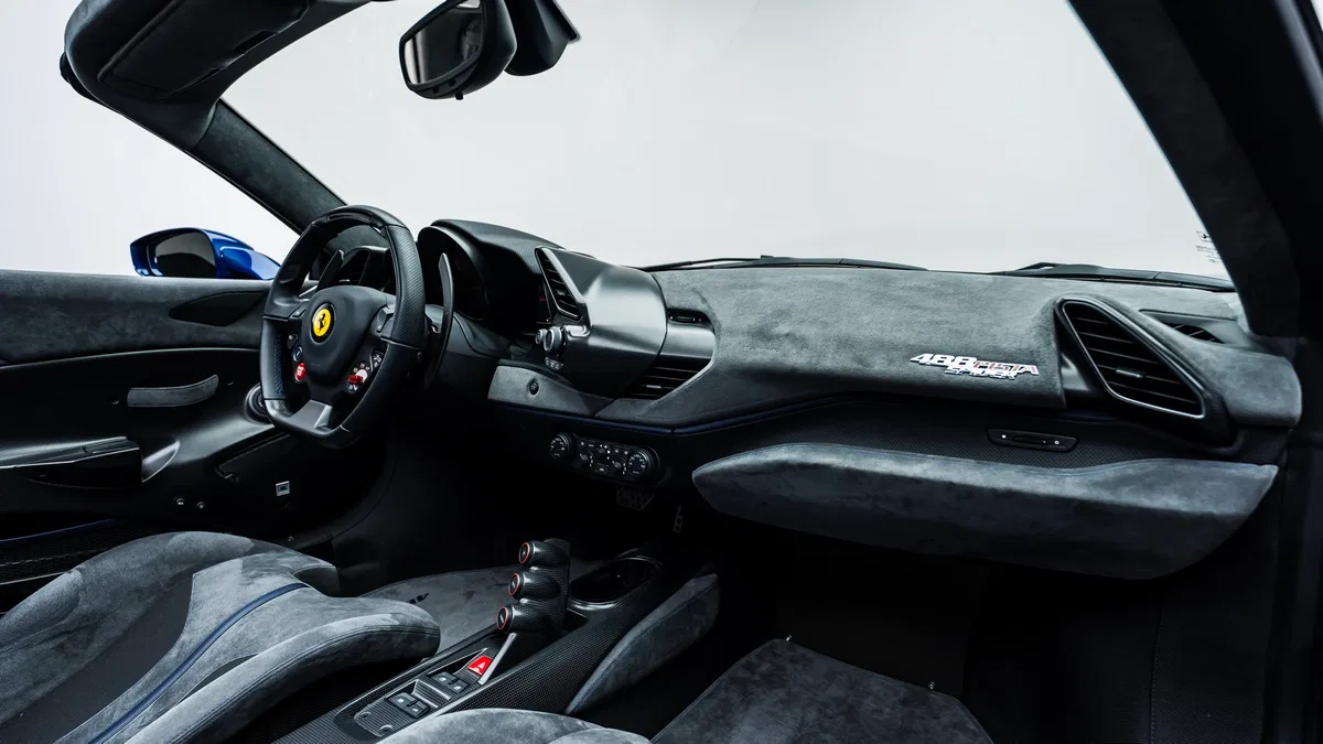2020 Ferrari 488 Pista Spider interior, Alcantara Charcoal