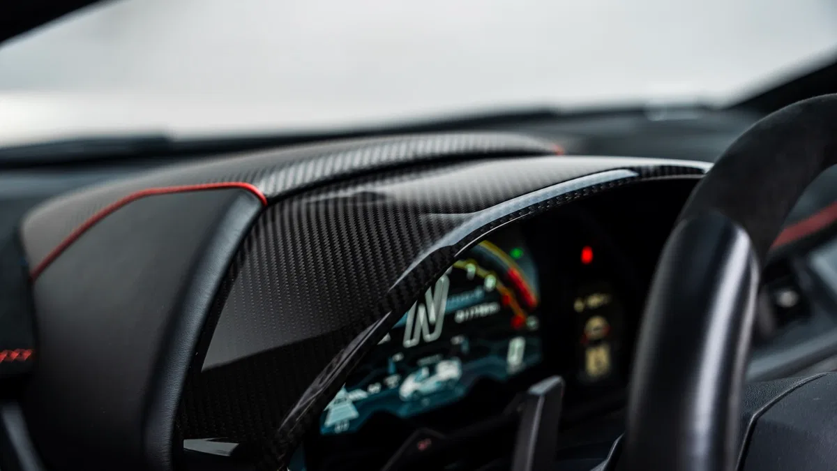2021 Lamborghini Aventador SVJ Roadster interior, Black & Red