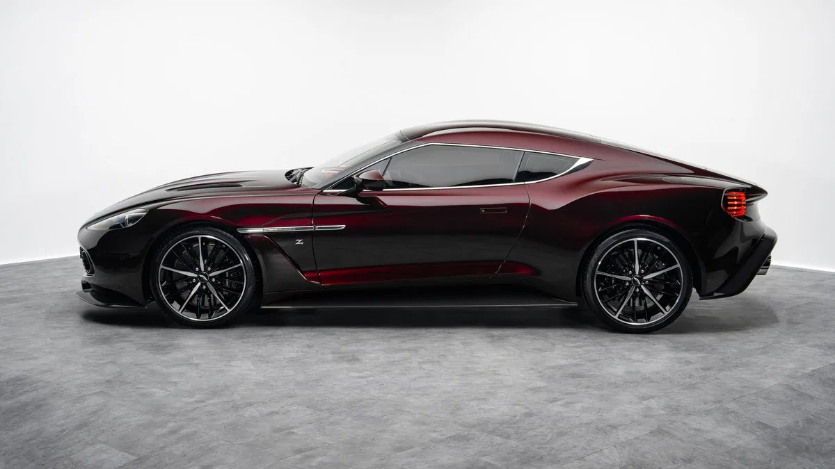 2018 Aston Martin Vanquish Zagato, side profile, Burgundy