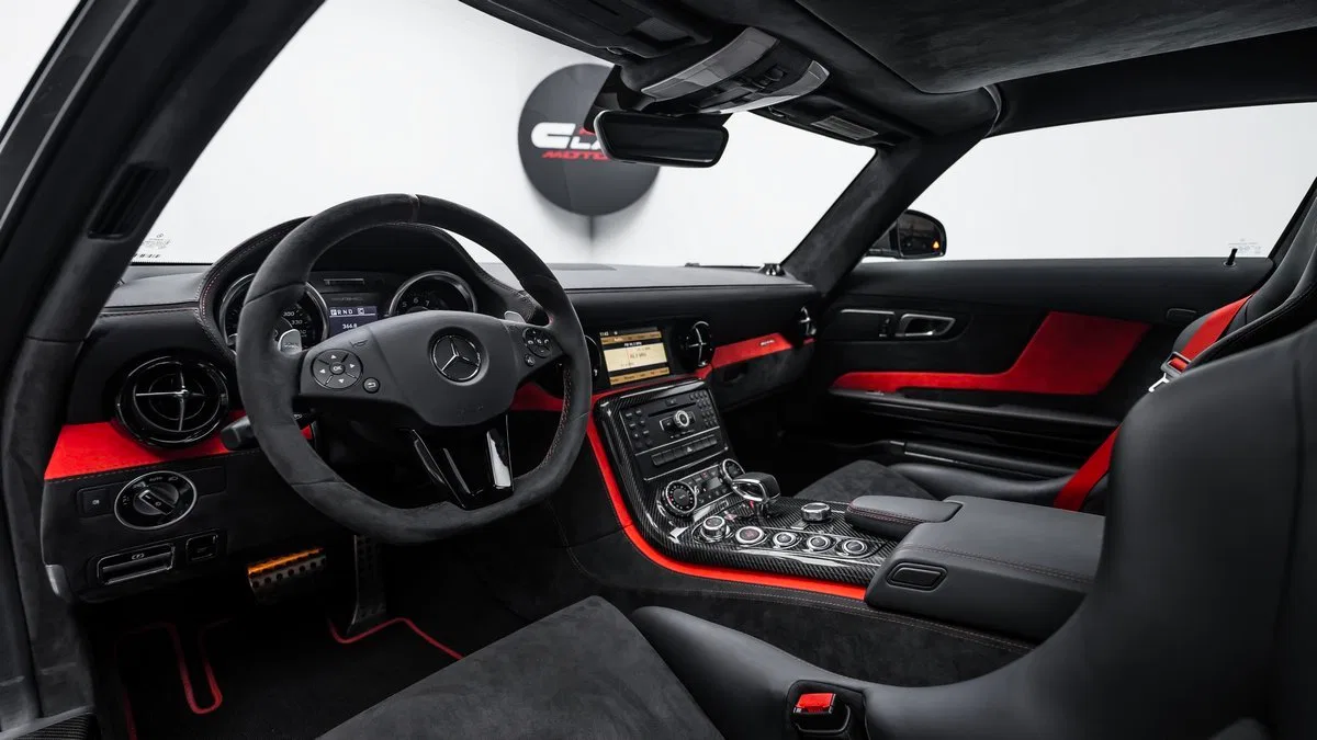 2014 Mercedes-AMG SLS Black Series interior, dashboard, Black & Red