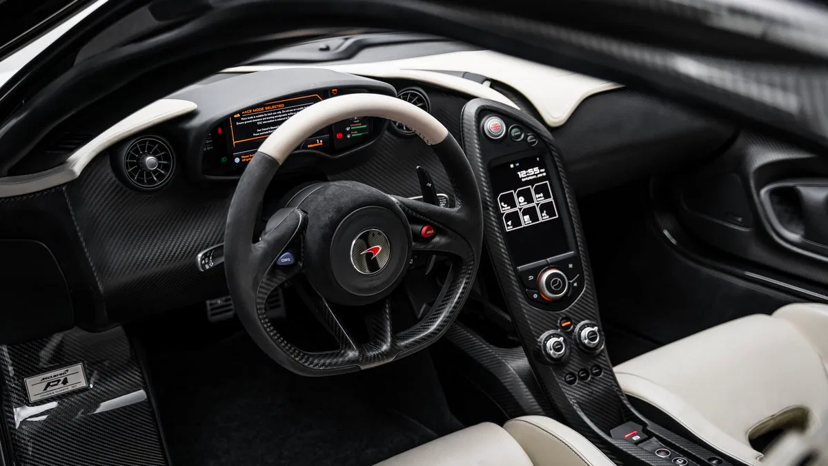 2014 McLaren P1 interior, dashboard, White & Black