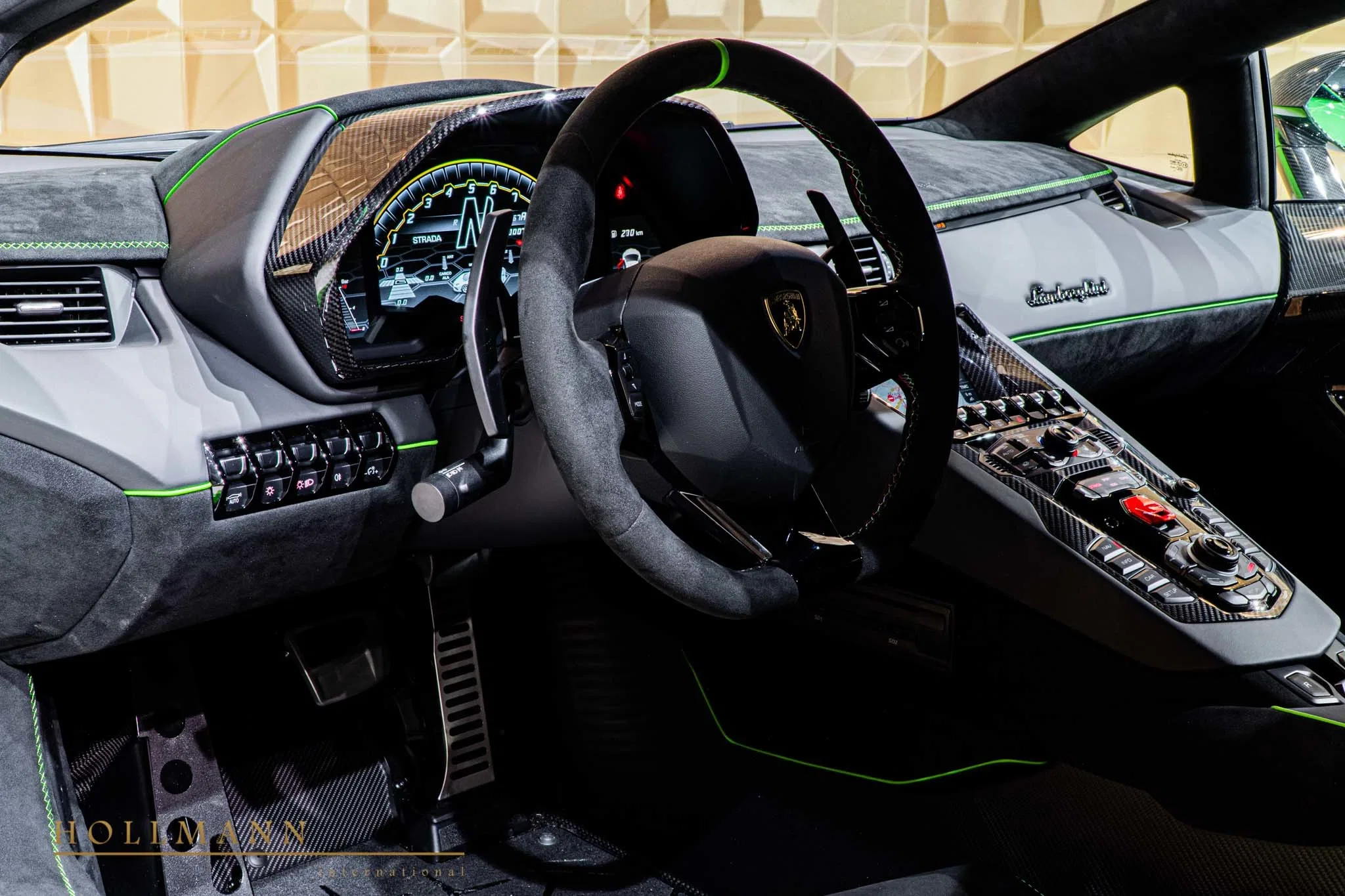 2020 Lamborghini Aventador SVJ interior, dashboard, Verde Fauns